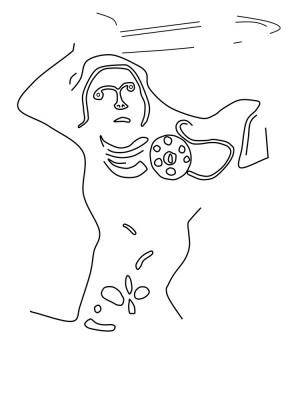 Figure 2. Sketch of the warrior figure, adapted from Lethbridge (1957: fig. 5).