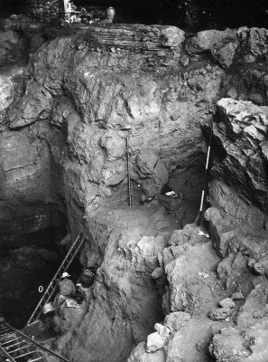 Figure 3. The eastern extension of the Solecki trench in 1960, where most of the Neanderthal remains were found; this area is the main focus of the new excavations (reproduced with kind permission of Ralph Solecki).